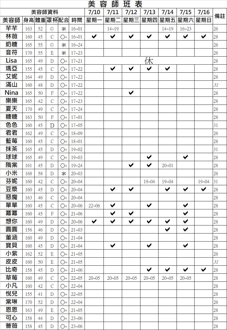 寶麗金館班表