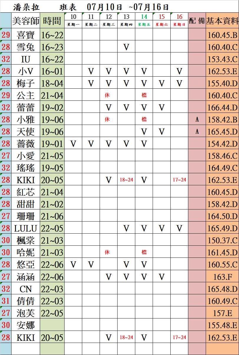 林森館班表