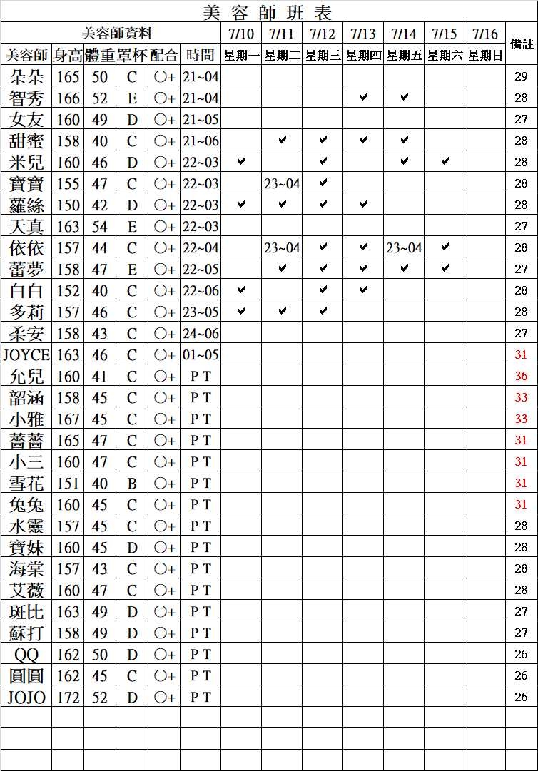 農安館班表