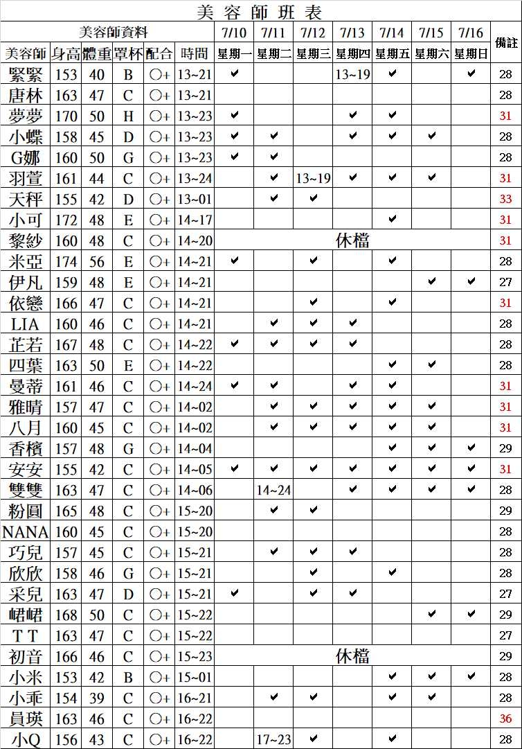 農安館班表