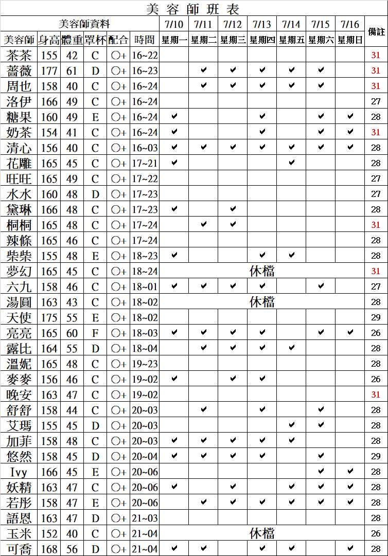 農安館班表