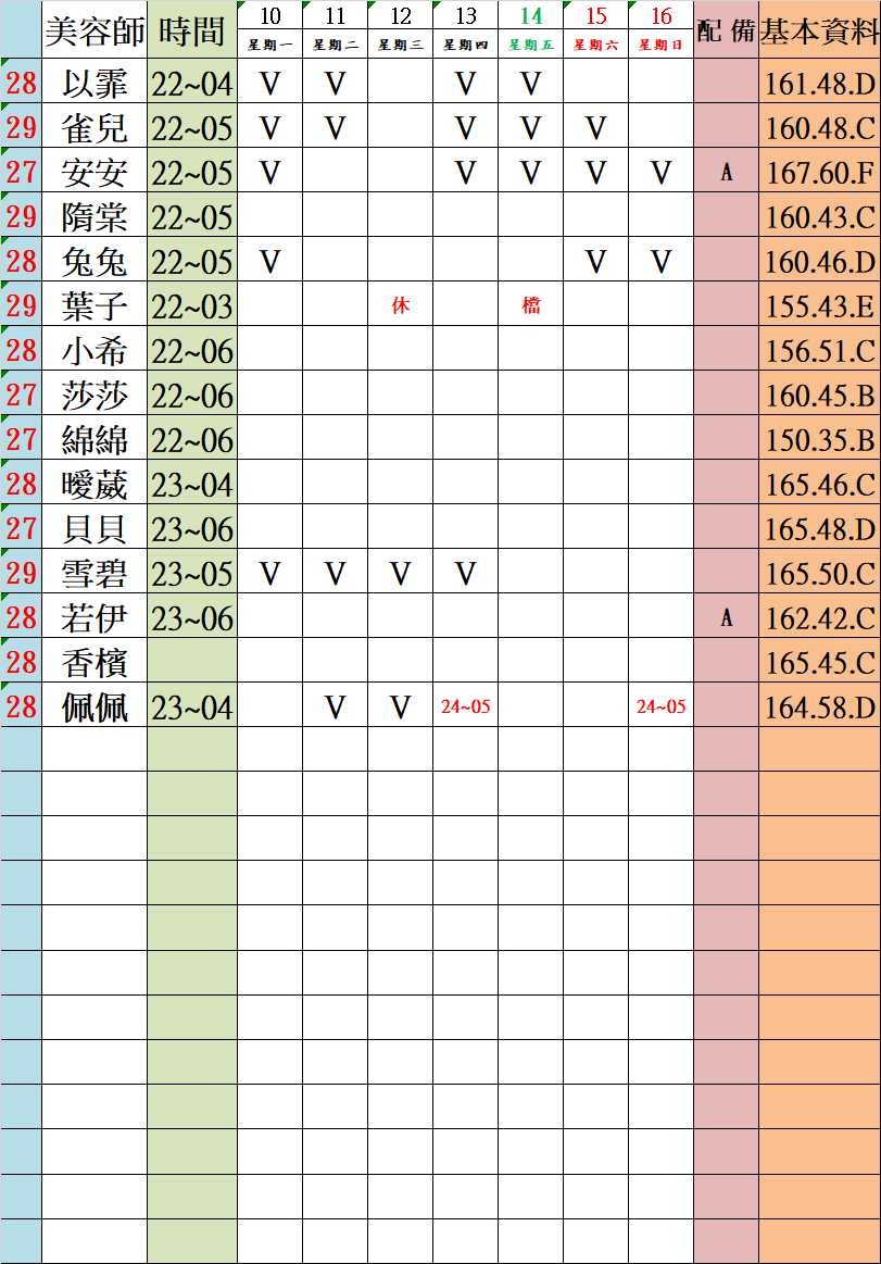 林森館班表